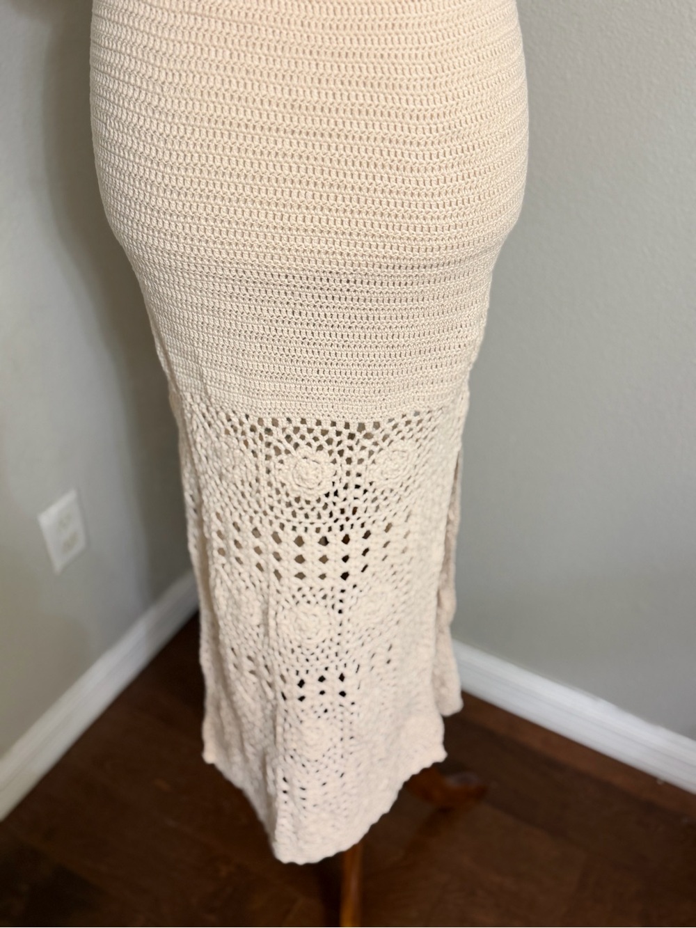 Spell Iluka Crochet Organic Cotton Maxi Dress Blush Pink Off Shoulder Boho Small - Picture 10 of 17